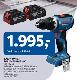 Davidsen BOSCH BORE-/ SKRUEMASKINE 18 V, DKK 1995 tilbud