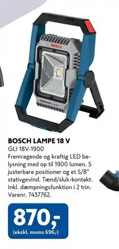 Davidsen BOSCH LAMPE 18 V, DKK 870 tilbud