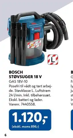 Davidsen BOSCH STØVSUGER 18 V, DKK 1120 tilbud