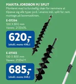Davidsen MAKITA JORDBOR M/SPLIT, DKK 685 tilbud