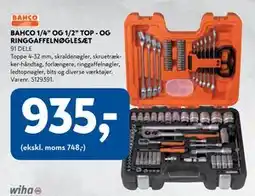 Davidsen BAHCO 1/4” OG 1/2” TOP - OG RINGGAFFELNØGLESÆT, DKK 935 tilbud