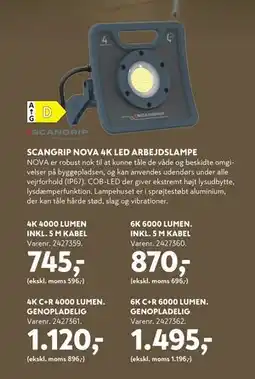 Davidsen SCANGRIP NOVA 4K LED ARBEJDSLAMPE tilbud