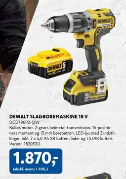 Davidsen DEWALT SLAGBOREMASKINE 18 V, DKK 1870 tilbud