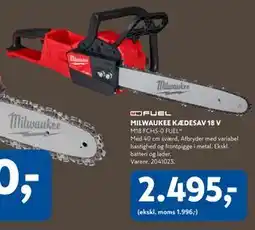 Davidsen MILWAUKEE KÆDESAV 18 V, DKK 2495 tilbud
