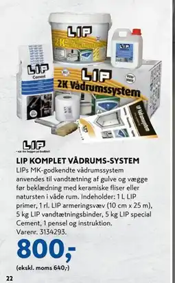 Davidsen LIP KOMPLET VÅDRUMS-SYSTEM, DKK 800 tilbud