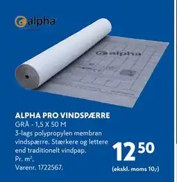 Davidsen ALPHA PRO VINDSPÆRRE, DKK 12.5 tilbud
