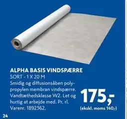 Davidsen ALPHA BASIS VINDSPÆRRE, DKK 175 tilbud