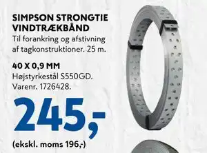 Davidsen SIMPSON STRONGTIE VINDTRÆKBÅND, DKK 245 tilbud