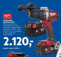 Davidsen MILWAUKEE BOREMASKINE, DKK 2120 tilbud