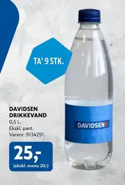 Davidsen DAVIDSEN DRIKKEVAND, DKK 25 tilbud
