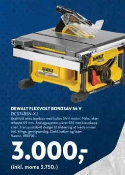 Davidsen DEWALT FLEXVOLT BORDSAV 54 V DCS7485N-XJ tilbud