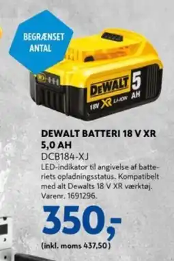 Davidsen DEWALT BATTERI 18 V XR 5,0 AH DCB184-XJ tilbud