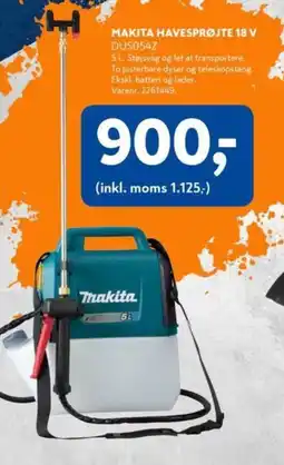 Davidsen MAKITA HAVESPRØJTE 18 V DUS054Z tilbud