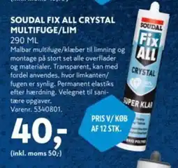 Davidsen SOUDAL FIX ALL CRYSTAL MULTIFUGE/LIM tilbud