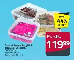 Fleggaard Toms el. Anthon Berg Mini Indpakket Chokolade, DKK 119.99 tilbud