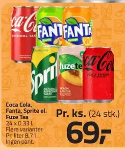 Fleggaard Coca Cola, Fanta, Sprite el. Fuze Tea, DKK 69 tilbud