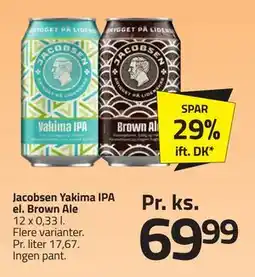 Fleggaard Jacobsen Yakima IPA el. Brown Ale, DKK 69.99 tilbud