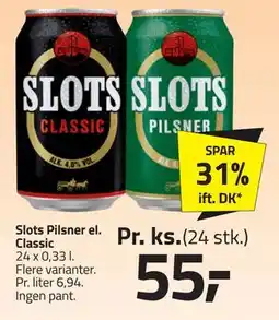 Fleggaard Slots Pilsner el. Classic, DKK 55 tilbud