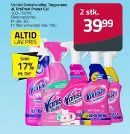 Fleggaard Vanish Forbehandler, Tæpperens el. PreTreat Power Gel, DKK 39.99 tilbud
