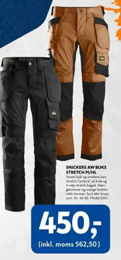 Davidsen SNICKERS AW BUKS STRETCH M/HL tilbud