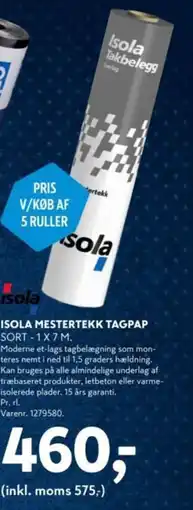 Davidsen ISOLA MESTERTEKK TAGPAP SORT-1X7 M. tilbud