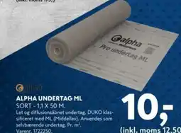 Davidsen ALPHA UNDERTAG ML SORT -1,1 X 50 M. tilbud