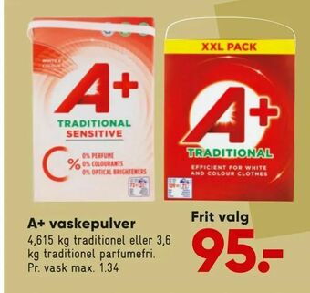 Bilka A+ vaskepulver tilbud