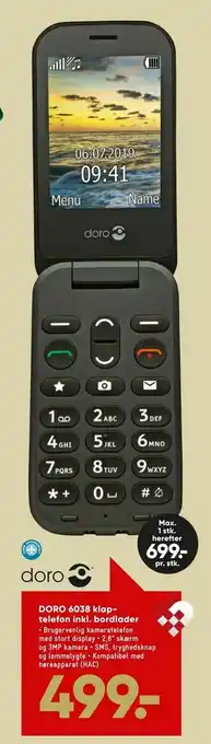 Bilka DORO 6038 klaptelefon inkl. bordlader tilbud