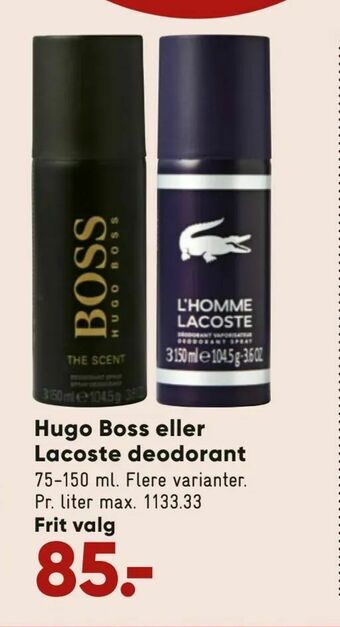 Bilka Hugo Boss eller Lacoste deodorant tilbud