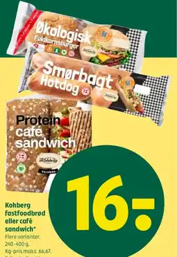 Coop 365 Kohberg fastfoodbrød eller café sandwich* tilbud