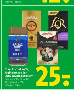 Coop 365 Cirkel Instant kaffe, Yogi te breve eller L'OR/Lavazza kapsler* tilbud