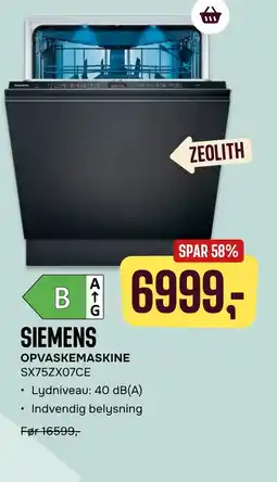 Skousen SIEMENS OPVASKEMASKINE SX75ZX07CE tilbud