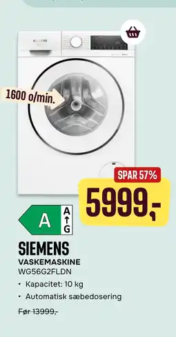 Skousen SIEMENS VASKEMASKINE WG56G2FLDN tilbud