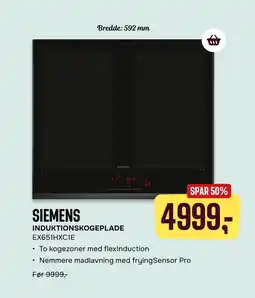 Skousen SIEMENS INDUKTIONSKOGEPLADE EX651HXC1E tilbud
