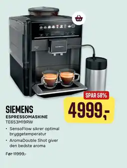 Skousen SIEMENS ESPRESSOMASKINE TE653M19RW tilbud