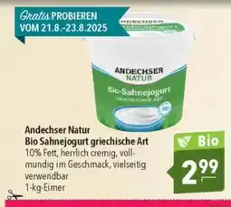Citti Andechser Natur Bio Sahnejogurt griechische Art tilbud