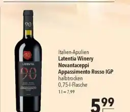 Citti Italien-Apulien Latentia Winery Novantaceppi Appassimento Rosso IG tilbud