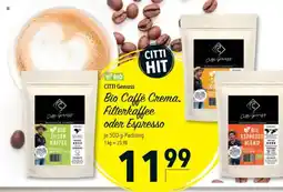 Citti BIO CITTI GenussBio Caffè Crema. Filterkaffee oder Espresso tilbud