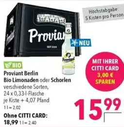 Citti Proviant Bio Limonaden oder Schorlen verschiedene Sorten, tilbud