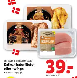 Lidl GRILLMESTER/VILSTRUPGÅRD Kalkuninderfileter eller -wings tilbud
