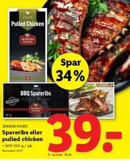 Lidl JENSENS FOODS Spareribs eller pulled chicken tilbud