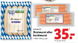 Lidl ALPENFEST Bratwurst eller bockwurst tilbud
