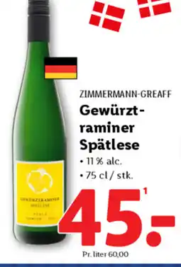 Lidl ZIMMERMANN-GREAFF Gewürzt- raminer Spätlese tilbud