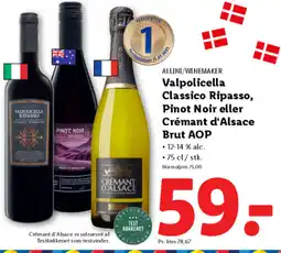 Lidl ALLINI/WINEMAKER Valpolicella Classico Ripasso, Pinot Noir eller Crémant d'Alsace Brut AOP tilbud