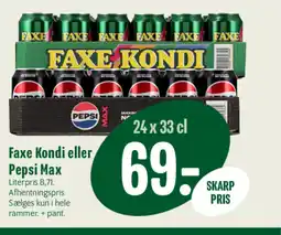 Min Købmand Faxe Kondi eller Pepsi Max tilbud