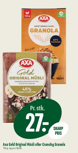 Min Købmand AXA Gold Original Müsli eller Crunchy Granola tilbud