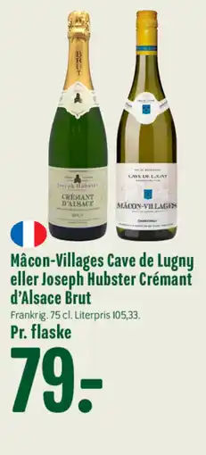 Min Købmand Mâcon-Villages Cave de Lugny eller Joseph Hubster Crémant d'Alsace Brut tilbud