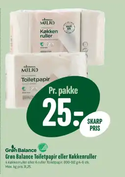 Min Købmand Grøn Balance Toiletpapir eller Køkkenruller tilbud