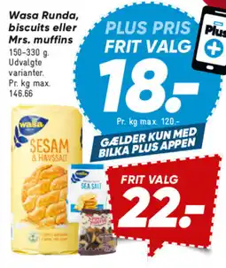 Bilka WASA Runda, biscuits eller mrs. muffins tilbud