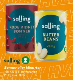 Bilka SALLING Bønner eller kikærter tilbud